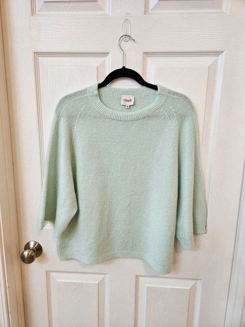 Charli Made In Italy Alpaca Blend Sweater One Size Mint Green Boxy Soft Fuzzy